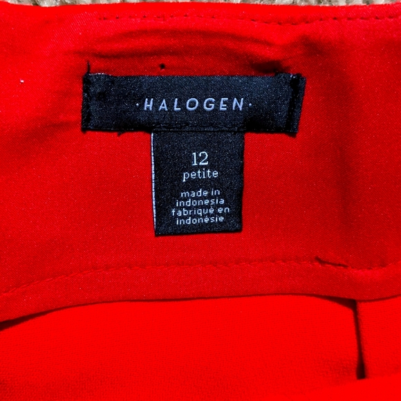 HALOGEN Petite Red A Line Midi Belted Skirt Size 12.  NWOT - Picture 3 of 7